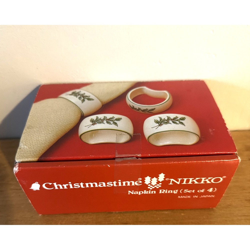 SET OF 3 Vintage Nikko Christmastime NAPKIN RINGS - Japan